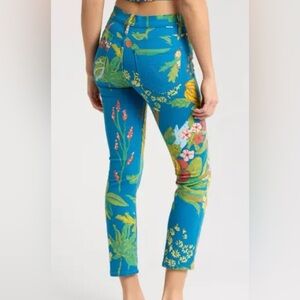 MOTHER Blue Floral Ankle Jeans